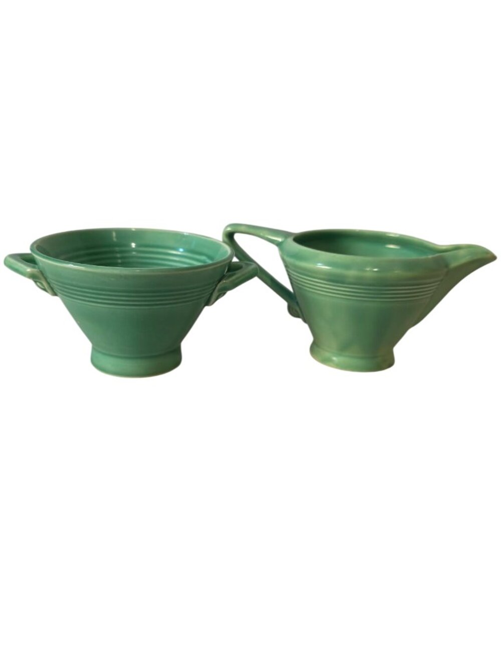 Vintage Homer Laughlin Harlequin Light Green Creamer & Open Sugar Bowl Set